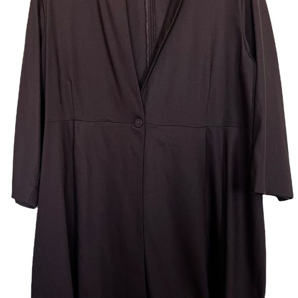 Eileen Fisher Womens Sz M Brown Kimono Jacket One Button Boiled Wool